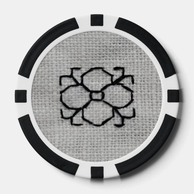 Blackwork embroidery poker chip (Front)