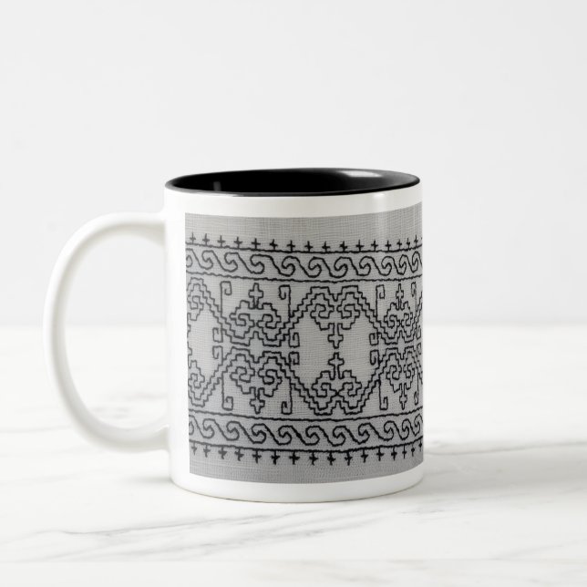 Blackwork embroidery two tone mug (Left)
