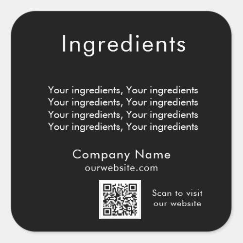 Bladck product ingredient listing qr code label