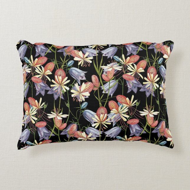 Bladder Campion Bells: Watercolor Floral Accent Pillow (Front)