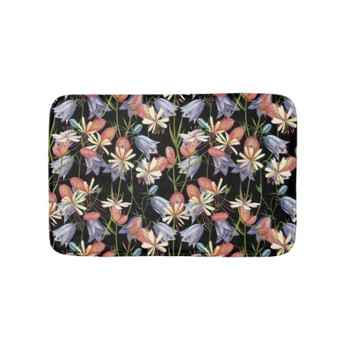 Bladder Campion Bells Watercolor Floral Bath Mat