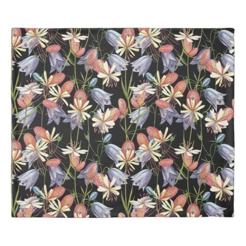 Bladder Campion Bells Watercolor Floral Duvet Cover