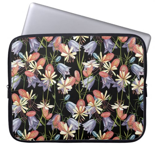 Bladder Campion Bells Watercolor Floral Laptop Sleeve