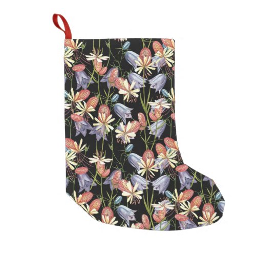Bladder Campion Bells Watercolor Floral Small Christmas Stocking