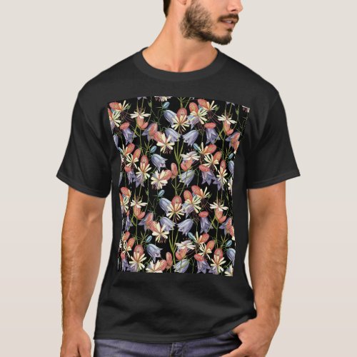Bladder Campion Bells Watercolor Floral T_Shirt