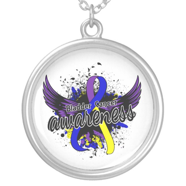 Bladder Cancer Awareness 16 Silver Plated Necklace (Front)
