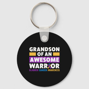 Bladder Cancer Awareness Grandson Of A Warrior Lon Keychain