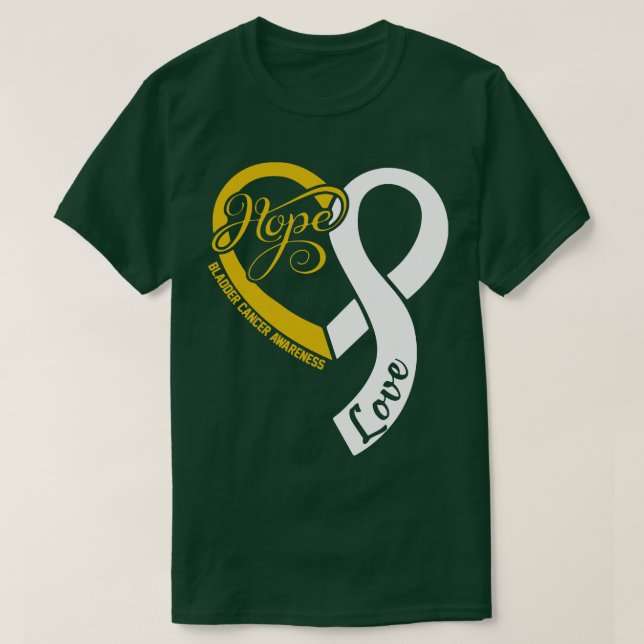 Bladder Cancer Awareness Hople Love Heart Ribbon H T-Shirt (Design Front)