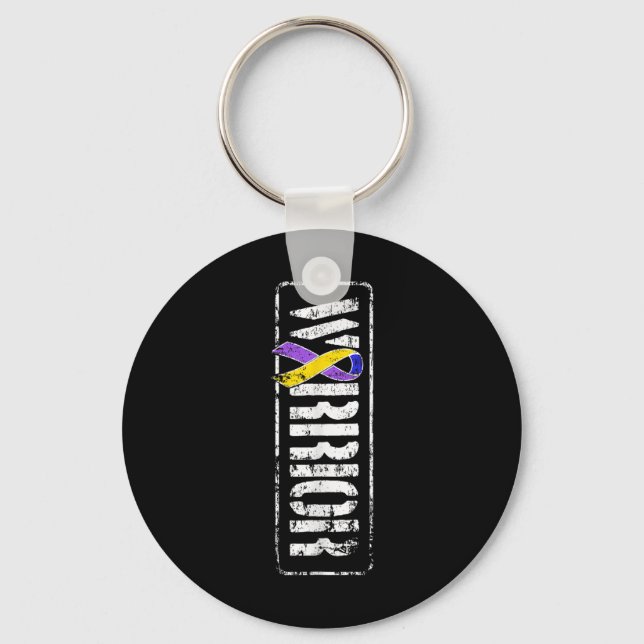 Bladder Cancer Awareness - Military Warrior Ribbon Keychain (Front)