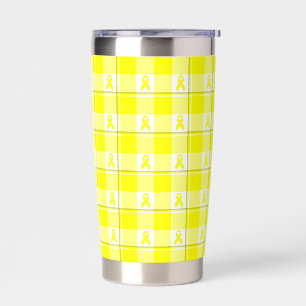 Bladder Cancer Awareness Plaid Tumbler Yellow