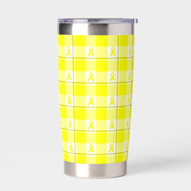 Bladder Cancer Awareness Plaid Tumbler Yellow (Left)