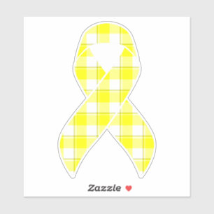 Bladder Cancer Awareness Plaid Yellow Ribbon Sticker