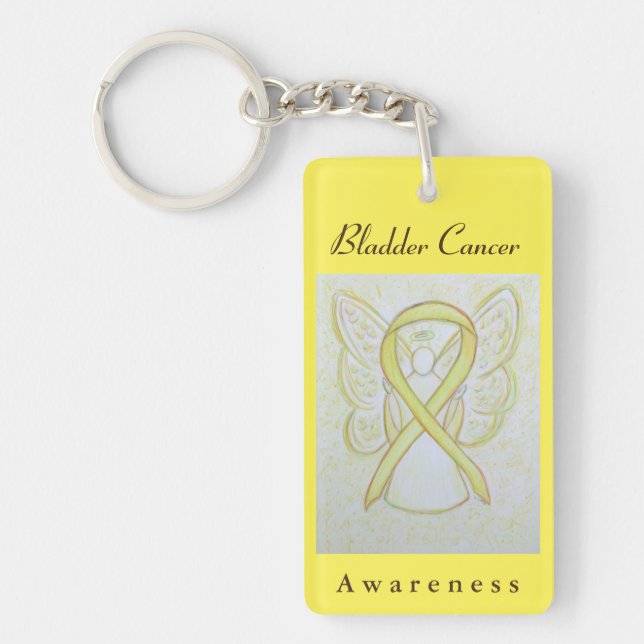 Bladder Cancer Awareness Ribbon Angel Key Chain (Front)