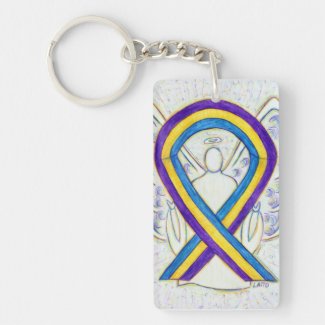 Bladder Cancer Awareness Ribbon Angel Key chain