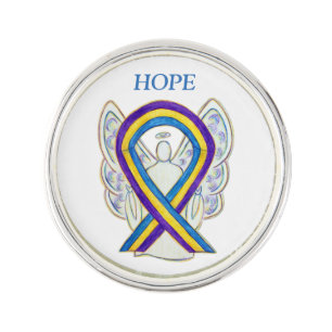 Bladder Cancer Awareness Ribbon Angel Lapel Pin
