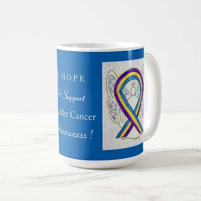 Bladder Cancer Awareness Ribbon Angel Mug (Front Right)
