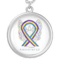 Bladder Cancer Awareness Ribbon Angel Necklace