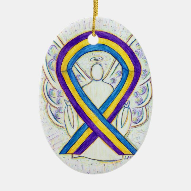 Bladder Cancer Awareness Ribbon Angel Ornament (Front)