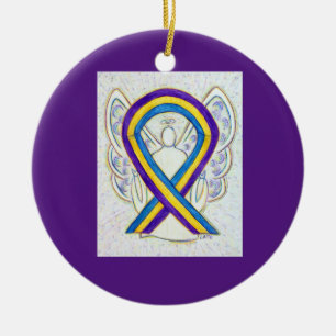 Bladder Cancer Awareness Ribbon Angel Ornaments