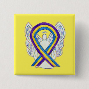 Bladder Cancer Awareness Ribbon Angel Pin Buttons