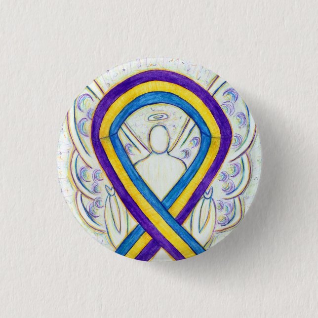Bladder Cancer Awareness Ribbon Angel Pin Buttons (Front)
