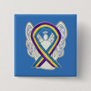 Bladder Cancer Awareness Ribbon Angel Pin Buttons