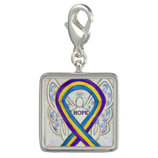 Bladder Cancer Awareness Ribbon Art Bracelet Charm (Front)