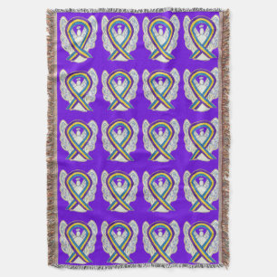Bladder Cancer Awareness Ribbon Art Throw Blanket