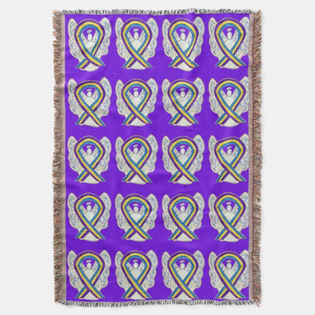 Bladder Cancer Awareness Ribbon Art Throw Blanket (Front Vertical)