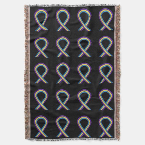Bladder Cancer Awareness Ribbon Art Throw Blankets