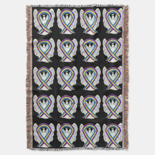 Bladder Cancer Awareness Ribbon Art Throw Blankets