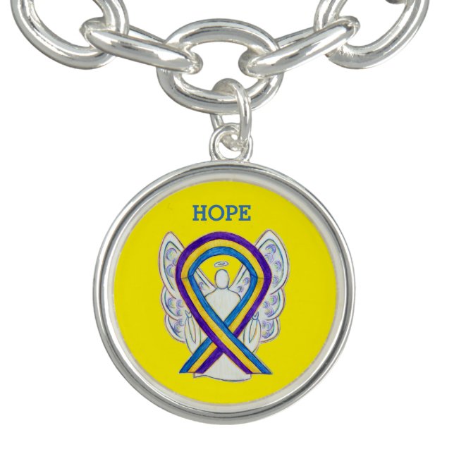 Bladder Cancer Awareness Ribbon Charm Bracelet (Design)