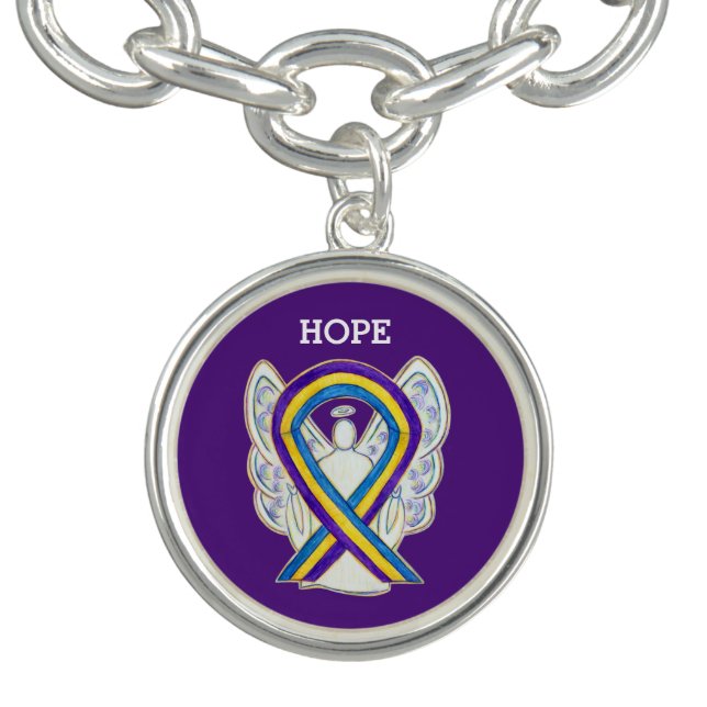 Bladder Cancer Awareness Ribbon Charm Bracelet (Design)