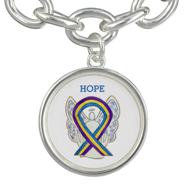Bladder Cancer Awareness Ribbon Charm Bracelet (Design)
