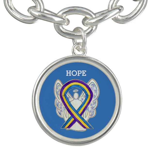 Bladder Cancer Awareness Ribbon Charm Bracelet (Design)