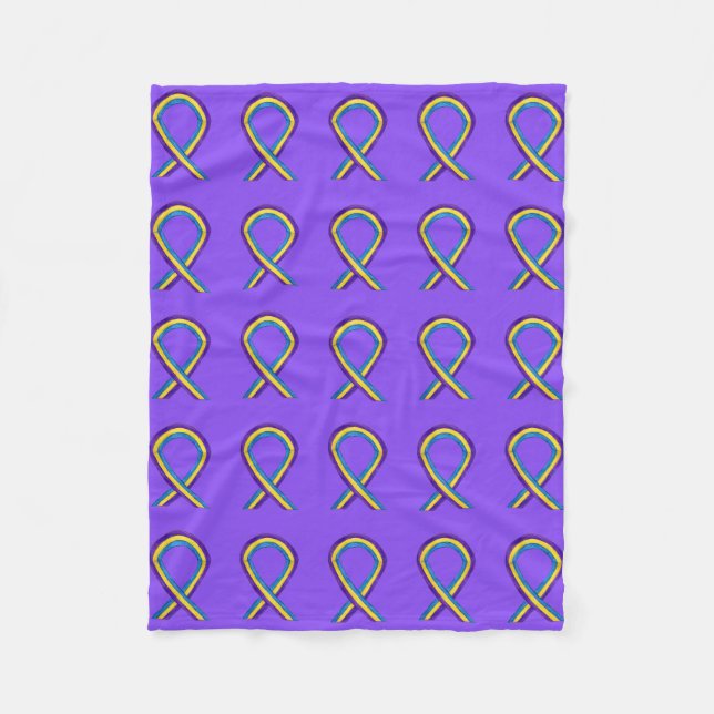 Bladder Cancer Awareness Ribbon Fleece Blanket (Front)