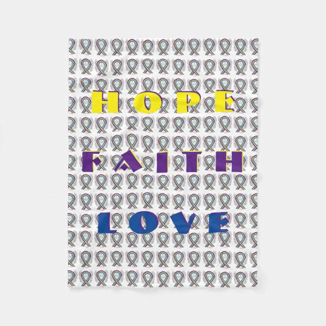 Bladder Cancer Awareness Ribbon Fleece Blankets (Front)