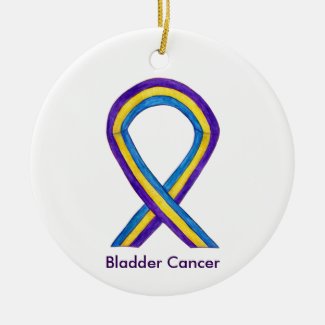 Bladder Cancer Awareness Ribbon Holiday Ornaments