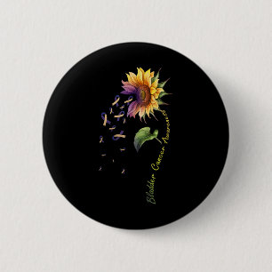 Bladder Cancer Awareness Sunflower Shirt Button