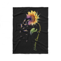 Bladder Cancer Awareness Sunflower Shirt Fleece Blanket