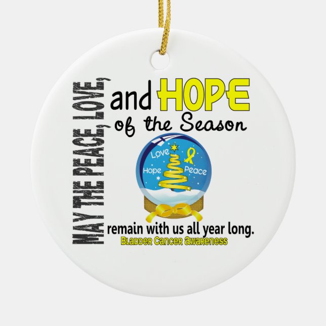 Bladder Cancer Christmas 3 Snow Globe Ornaments (Front)
