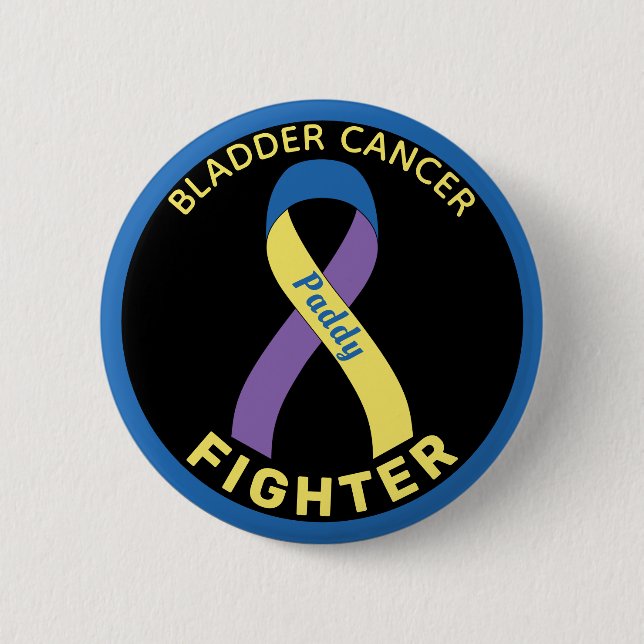 Bladder Cancer Fighter Ribbon Black Button (Front)