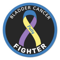 Bladder Cancer Fighter Ribbon Black Round Sticker