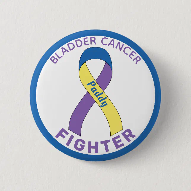 Bladder Cancer Fighter Ribbon White Button | Zazzle