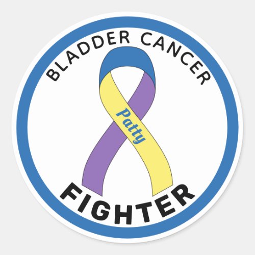 Bladder Cancer Fighter Ribbon White Round Sticker