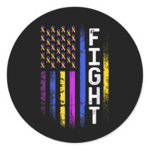 Bladder Cancer Flag Purple Yellow Blue Ribbon Awar Classic Round Sticker