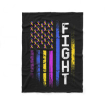 Bladder Cancer Flag Purple Yellow Blue Ribbon Awar Fleece Blanket