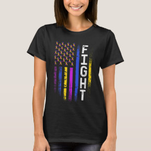 Bladder Cancer Flag Purple Yellow Blue Ribbon Awar T-Shirt