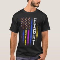 Bladder Cancer Flag Purple Yellow Blue Ribbon Awar T-Shirt