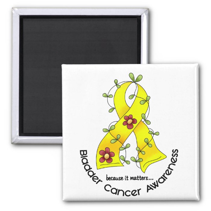 Bladder Cancer FLOWER RIBBON 1 Magnet